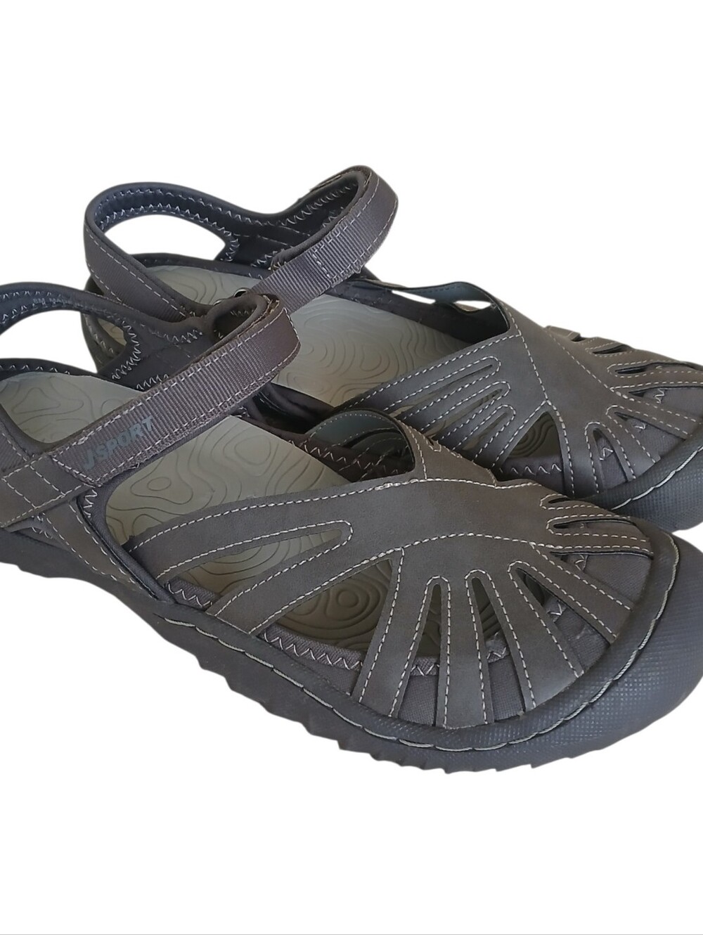 NEW J SPORT by Jambu Poppy Athletic Sandals Women's 8 Gray Closed Toe Adjustable